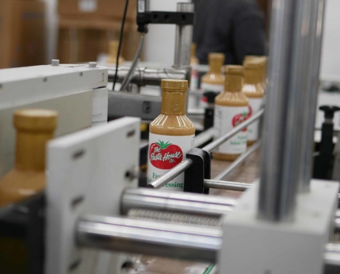 private labels being printed on machine